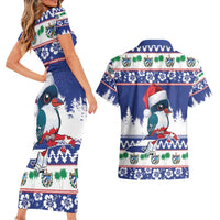 Cuba Christmas Couples Matching Short Sleeve Bodycon Dress and Hawaiian Shirt Cuban Trogon Map With Feliz Navidad - Wonder Print Shop