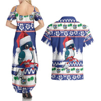 Cuba Christmas Couples Matching Summer Maxi Dress and Hawaiian Shirt Cuban Trogon Map With Feliz Navidad - Wonder Print Shop
