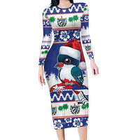 Cuba Christmas Family Matching Long Sleeve Bodycon Dress and Hawaiian Shirt Cuban Trogon Map With Feliz Navidad - Wonder Print Shop