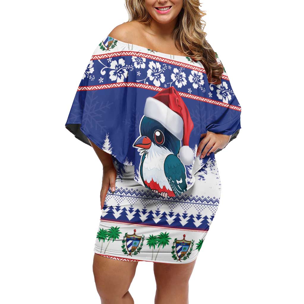 Cuba Christmas Family Matching Off Shoulder Short Dress and Hawaiian Shirt Cuban Trogon Map With Feliz Navidad - Wonder Print Shop