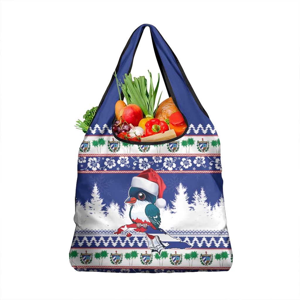 Cuba Christmas Grocery Bag Cuban Trogon Map With Feliz Navidad