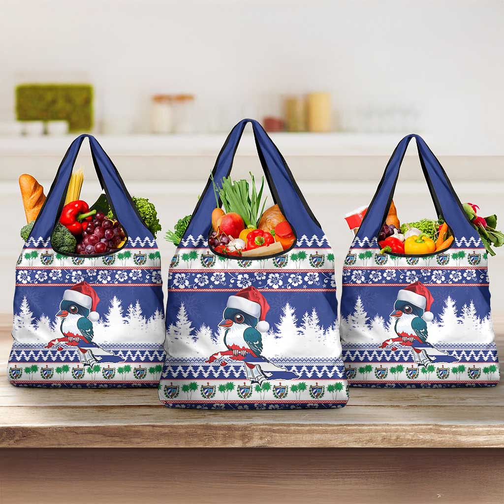 Cuba Christmas Grocery Bag Cuban Trogon Map With Feliz Navidad