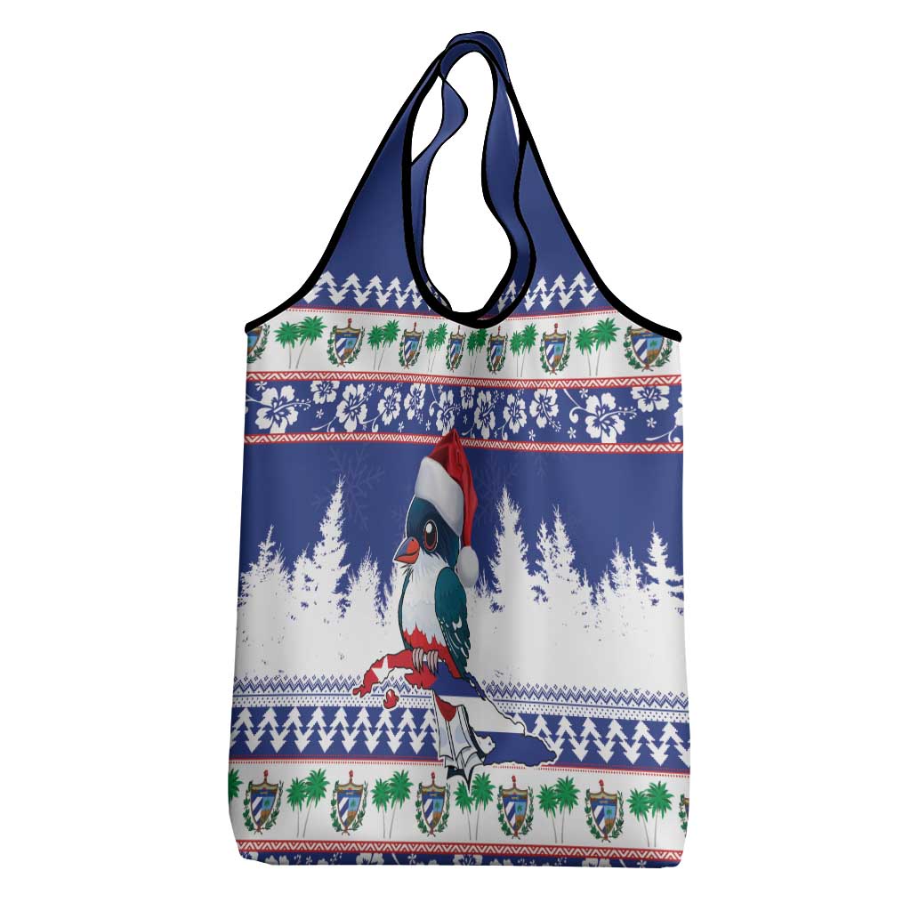 Cuba Christmas Grocery Bag Cuban Trogon Map With Feliz Navidad