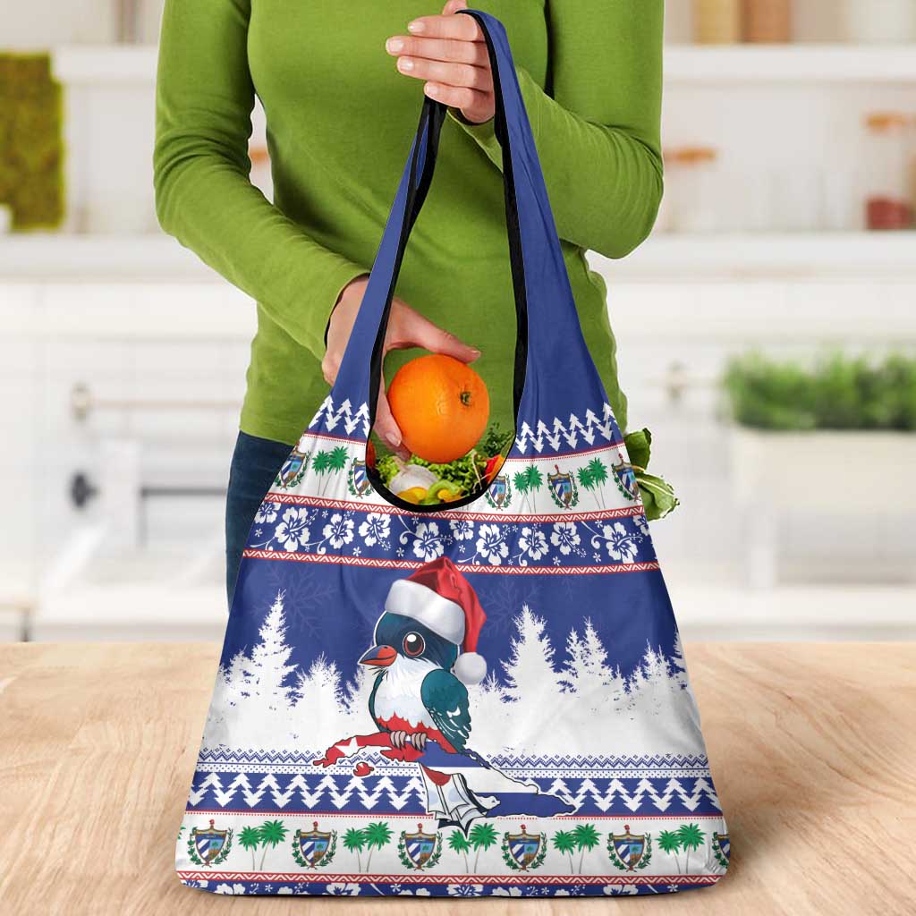 Cuba Christmas Grocery Bag Cuban Trogon Map With Feliz Navidad