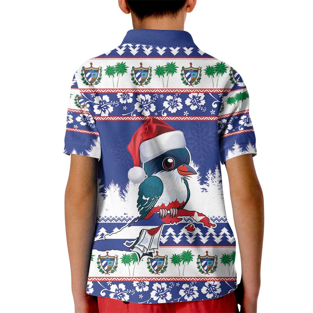 Cuba Christmas Kid Polo Shirt Cuban Trogon Map With Feliz Navidad - Wonder Print Shop