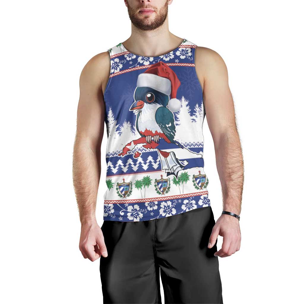 Cuba Christmas Men Tank Top Cuban Trogon Map With Feliz Navidad - Wonder Print Shop