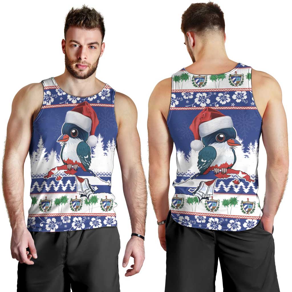 Cuba Christmas Men Tank Top Cuban Trogon Map With Feliz Navidad - Wonder Print Shop
