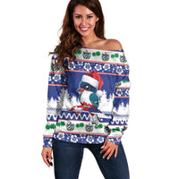 Cuba Christmas Off Shoulder Sweater Cuban Trogon Map With Feliz Navidad - Wonder Print Shop