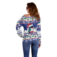 Cuba Christmas Off Shoulder Sweater Cuban Trogon Map With Feliz Navidad - Wonder Print Shop