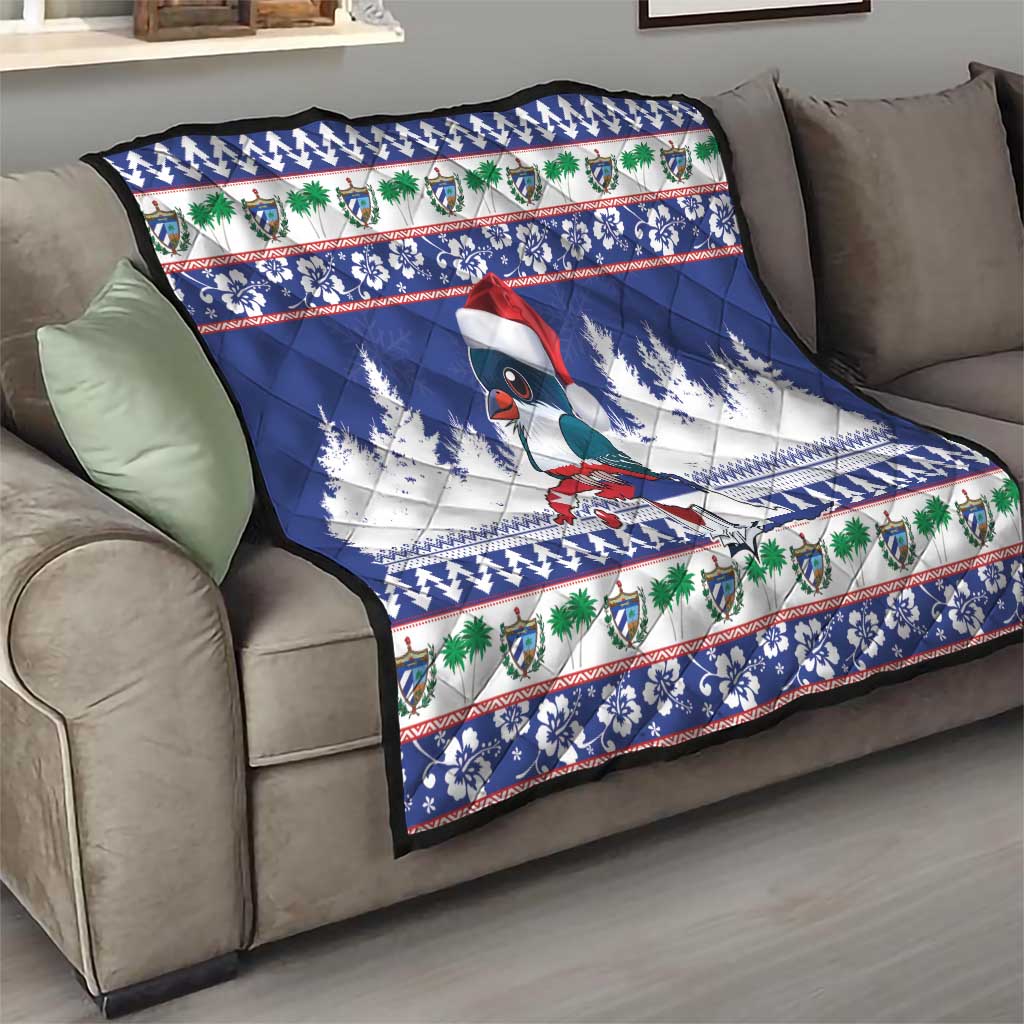 Cuba Christmas Quilt Cuban Trogon Map With Feliz Navidad - Wonder Print Shop