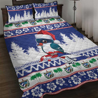 Cuba Christmas Quilt Bed Set Cuban Trogon Map With Feliz Navidad - Wonder Print Shop