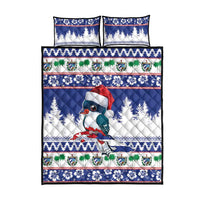 Cuba Christmas Quilt Bed Set Cuban Trogon Map With Feliz Navidad - Wonder Print Shop