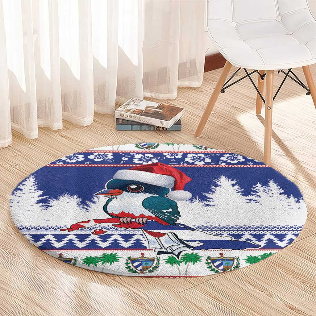 Cuba Christmas Round Carpet Cuban Trogon Map With Feliz Navidad