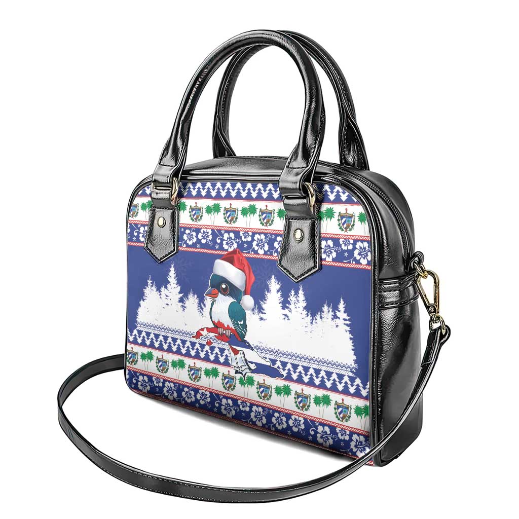 Cuba Christmas Shoulder Handbag Cuban Trogon Map With Feliz Navidad