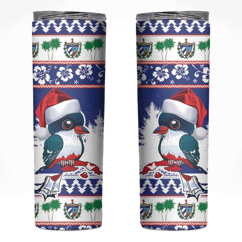 Cuba Christmas Skinny Tumbler Cuban Trogon Map With Feliz Navidad - Wonder Print Shop