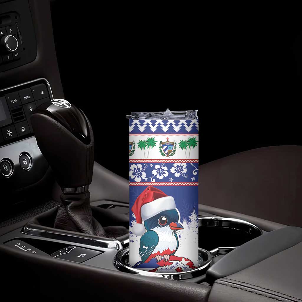 Cuba Christmas Skinny Tumbler Cuban Trogon Map With Feliz Navidad - Wonder Print Shop