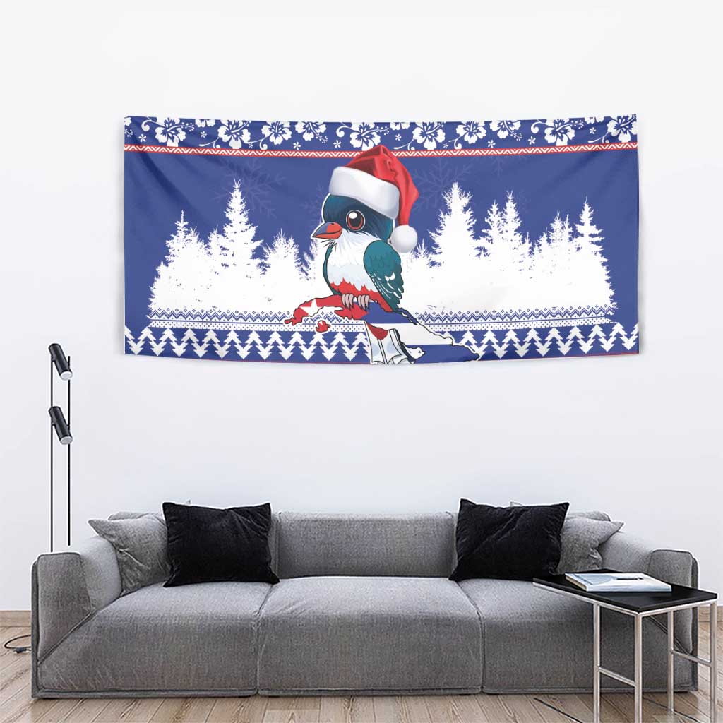 Cuba Christmas Tapestry Cuban Trogon Map With Feliz Navidad - Wonder Print Shop