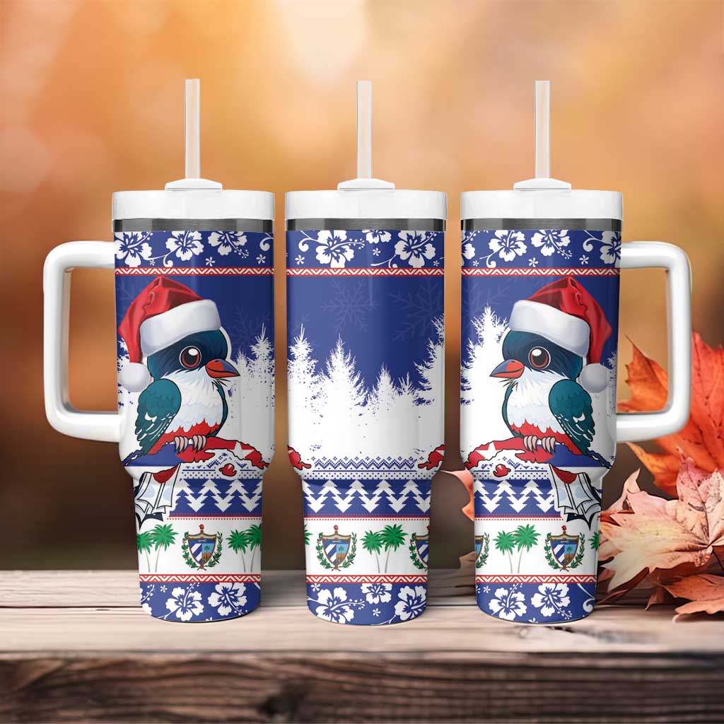 Cuba Christmas Tumbler With Handle Cuban Trogon Map With Feliz Navidad - Wonder Print Shop