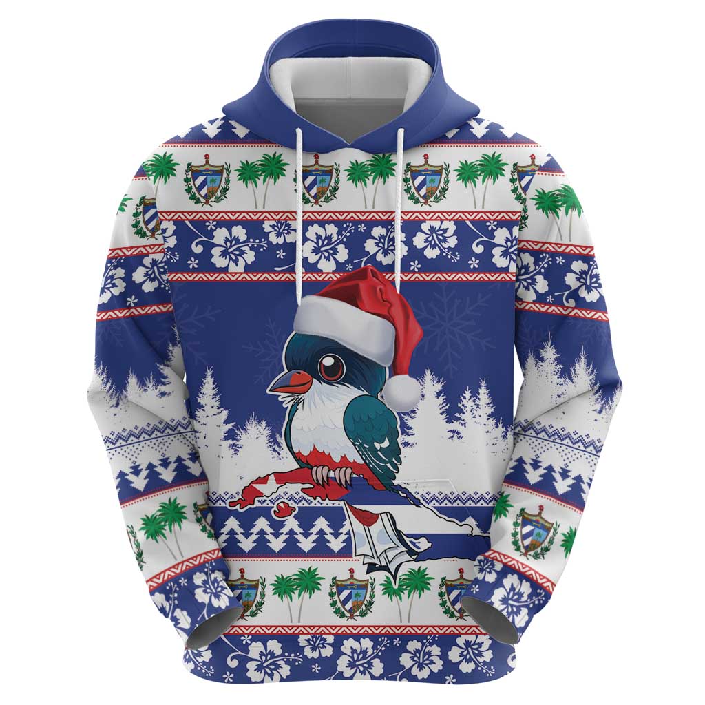 Cuba Christmas Zip Hoodie Cuban Trogon Map With Feliz Navidad - Wonder Print Shop