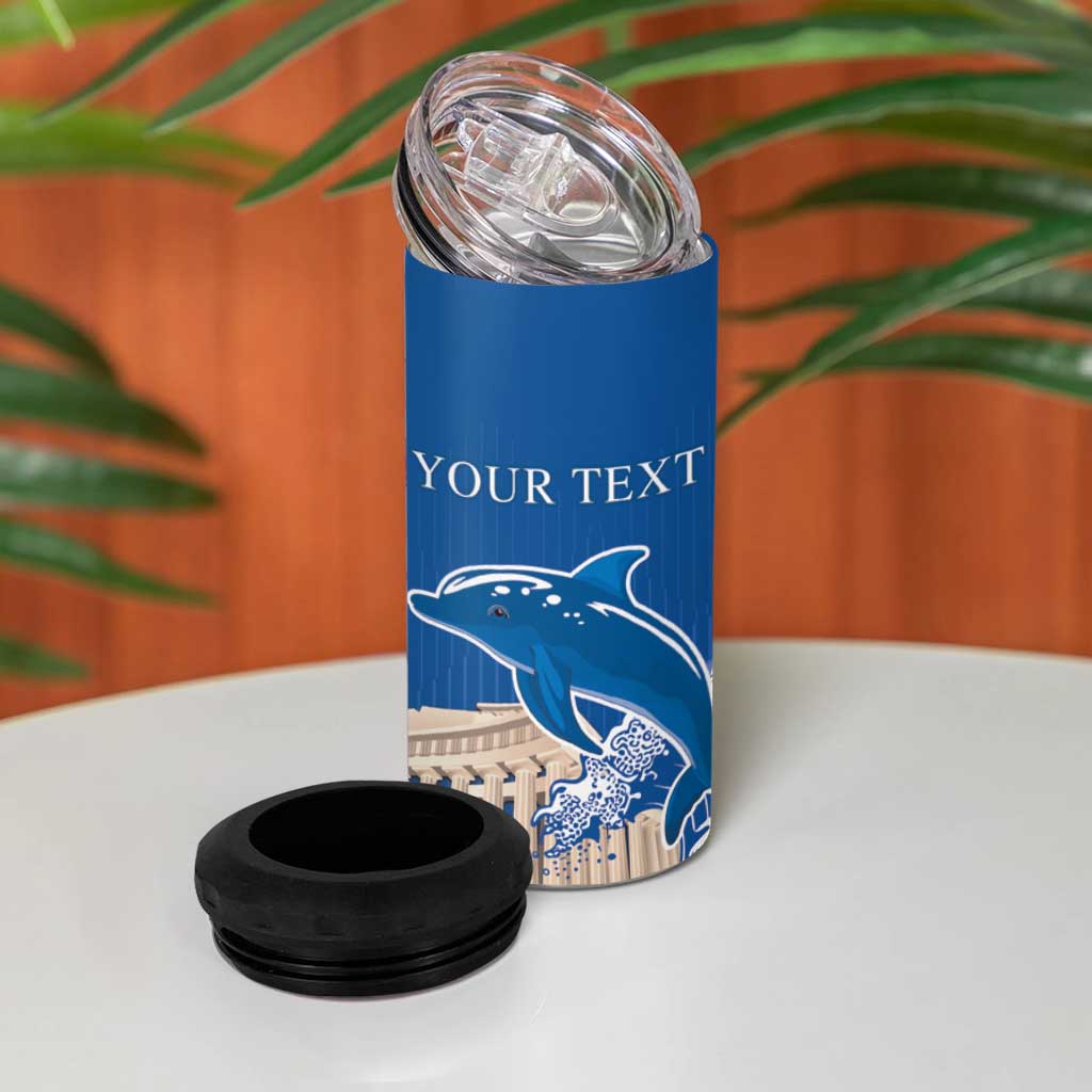 Personalized Greece Independence Day 4 in 1 Can Cooler Tumbler Parthenon Eleftheria i Thanatos