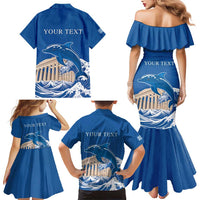 Personalized Greece Independence Day Family Matching Mermaid Dress and Hawaiian Shirt Parthenon Eleftheria i Thanatos