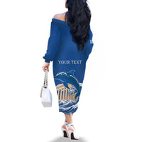 Personalized Greece Independence Day Family Matching Off The Shoulder Long Sleeve Dress and Hawaiian Shirt Parthenon Eleftheria i Thanatos