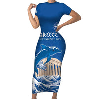 Personalized Greece Independence Day Family Matching Short Sleeve Bodycon Dress and Hawaiian Shirt Parthenon Eleftheria i Thanatos