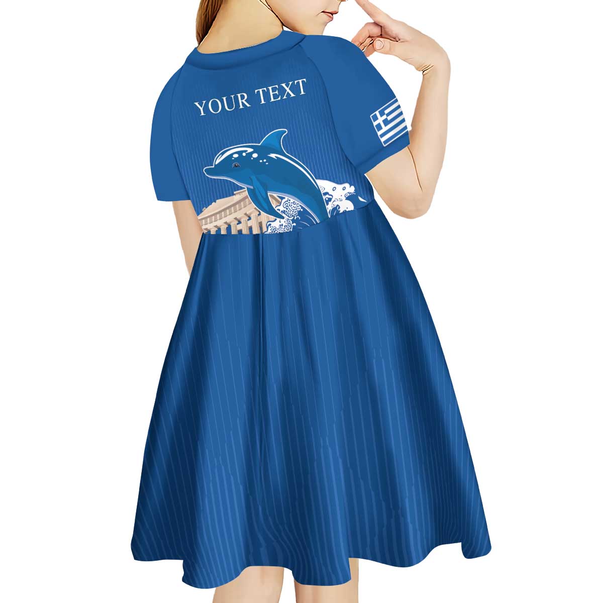 Personalized Greece Independence Day Kid Short Sleeve Dress Parthenon Eleftheria i Thanatos