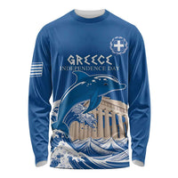 Personalized Greece Independence Day Long Sleeve Shirt Parthenon Eleftheria i Thanatos