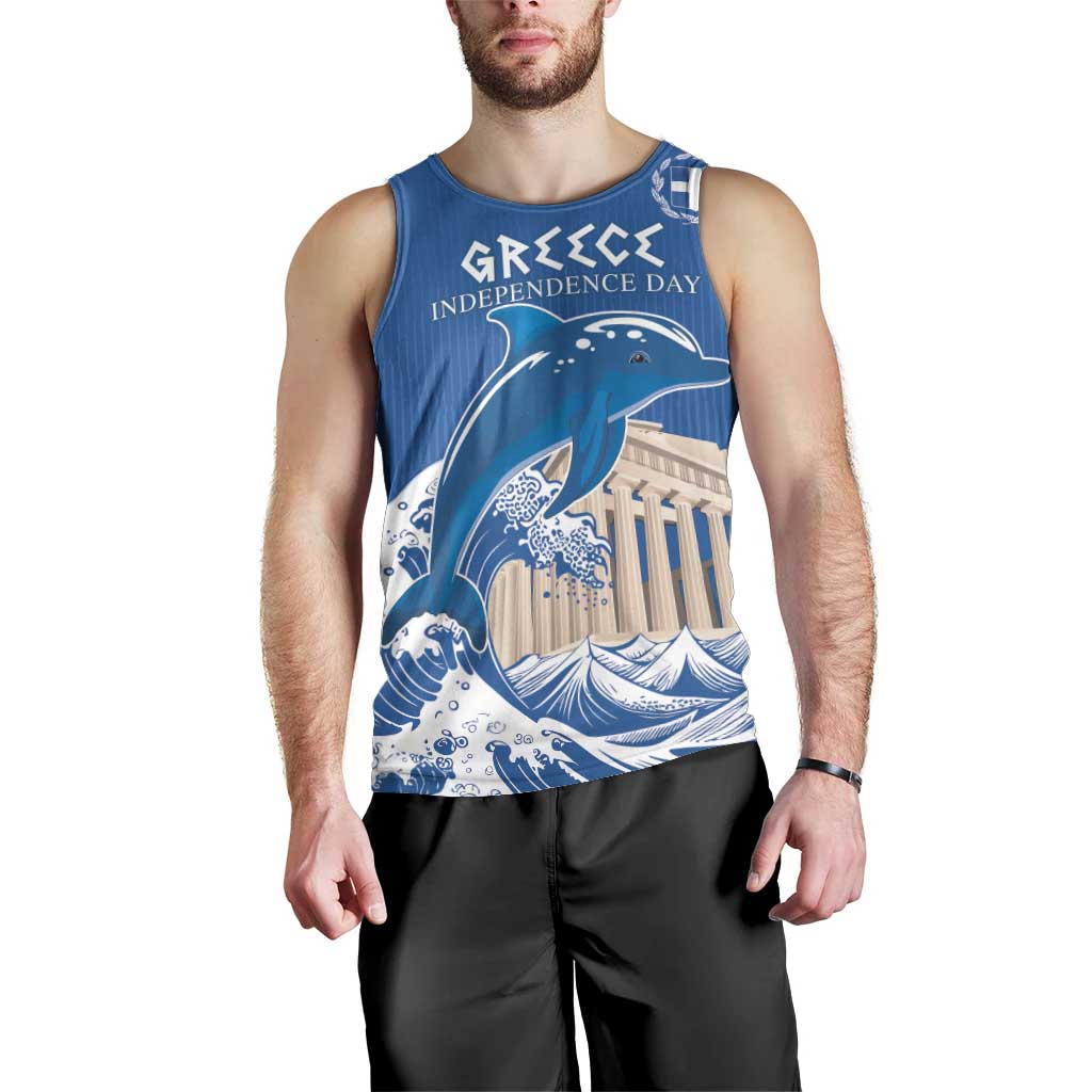 Personalized Greece Independence Day Men Tank Top Parthenon Eleftheria i Thanatos