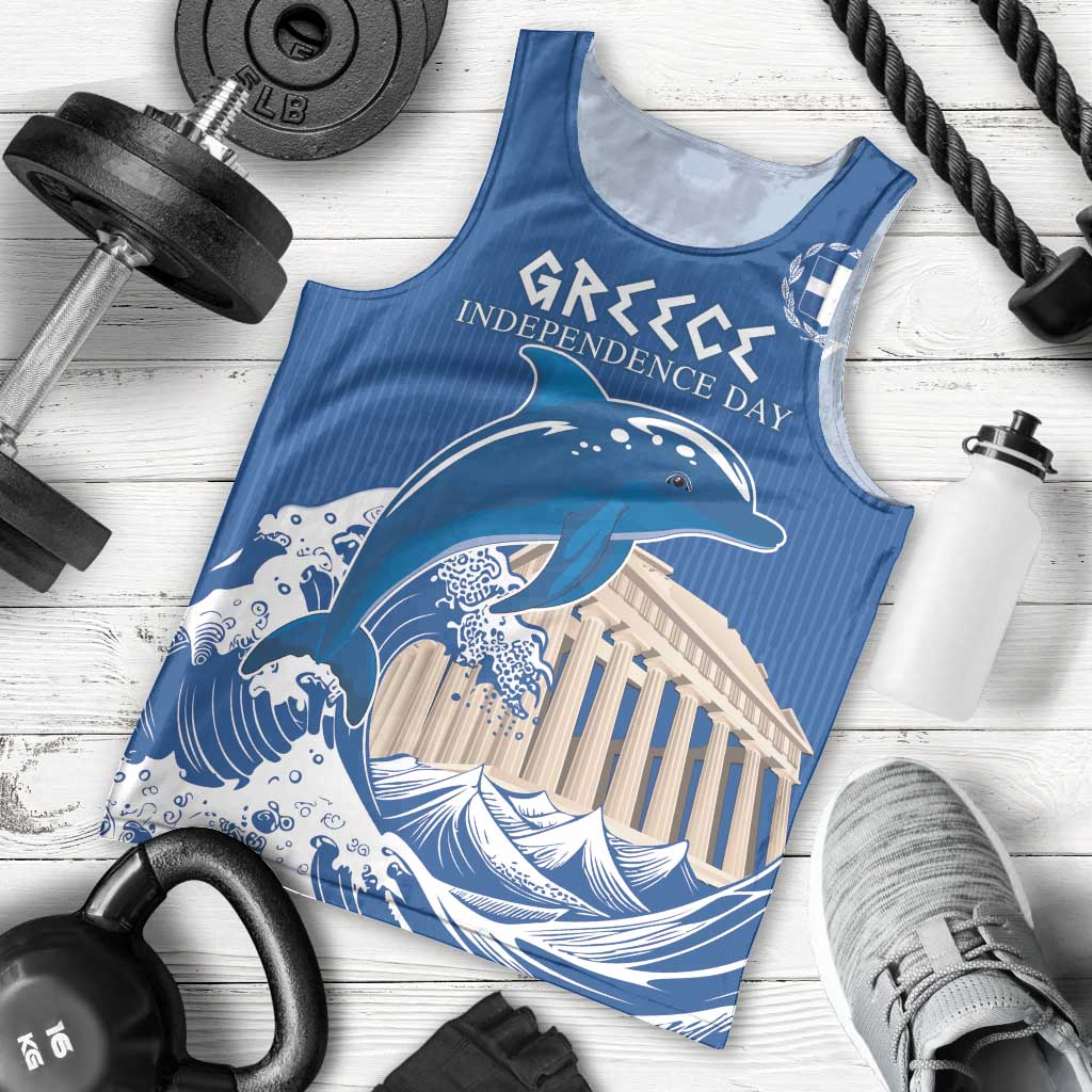 Personalized Greece Independence Day Men Tank Top Parthenon Eleftheria i Thanatos