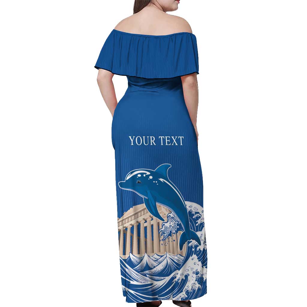 Personalized Greece Independence Day Off Shoulder Maxi Dress Parthenon Eleftheria i Thanatos