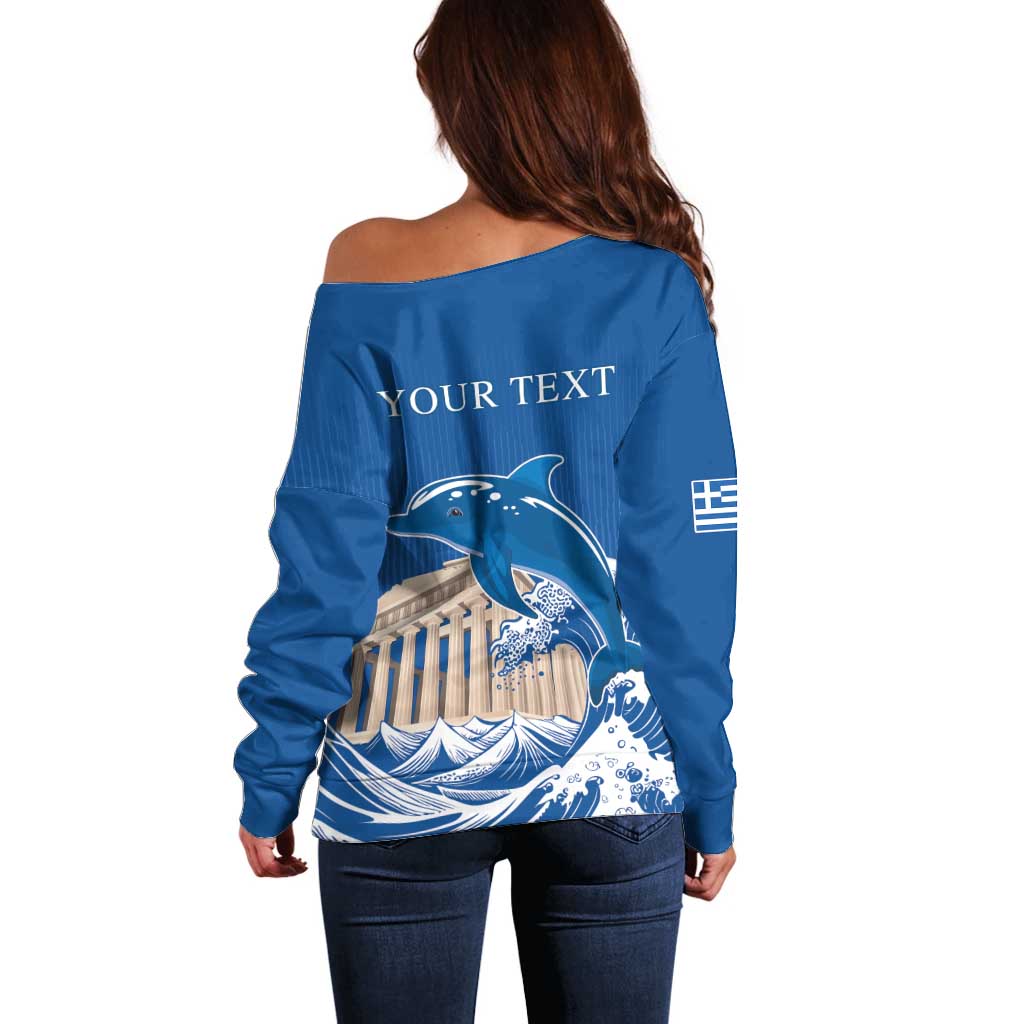 Personalized Greece Independence Day Off Shoulder Sweater Parthenon Eleftheria i Thanatos
