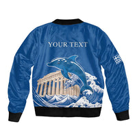 Personalized Greece Independence Day Sleeve Zip Bomber Jacket Parthenon Eleftheria i Thanatos