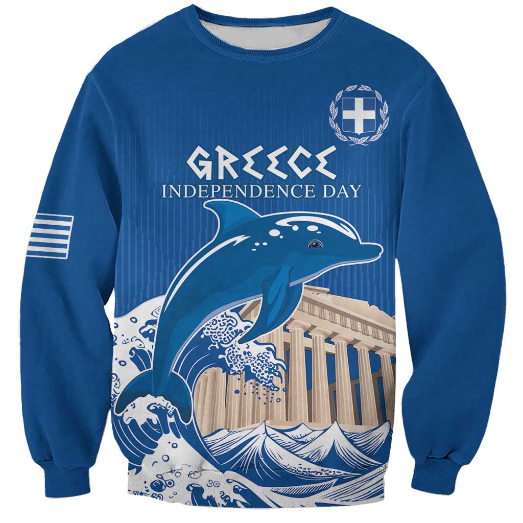 Personalized Greece Independence Day Sweatshirt Parthenon Eleftheria i Thanatos