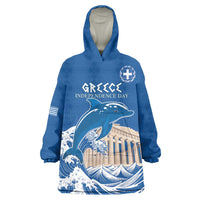 Personalized Greece Independence Day Wearable Blanket Hoodie Parthenon Eleftheria i Thanatos