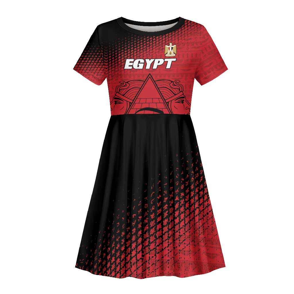 Custom Egypt Football Kid Short Sleeve Dress The Pharaohs Eye of Horus