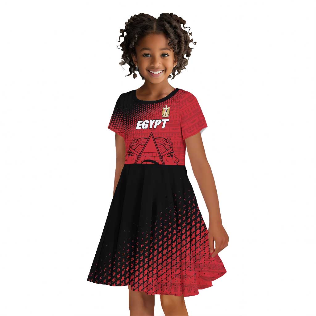 Custom Egypt Football Kid Short Sleeve Dress The Pharaohs Eye of Horus