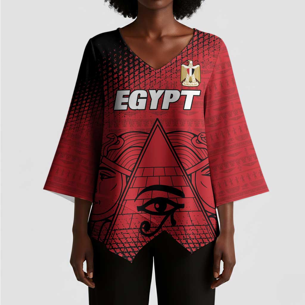 Custom Egypt Football Kimono Sleeve Blouse The Pharaohs Eye of Horus