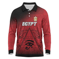 Custom Egypt Football Long Sleeve Polo Shirt The Pharaohs Eye of Horus