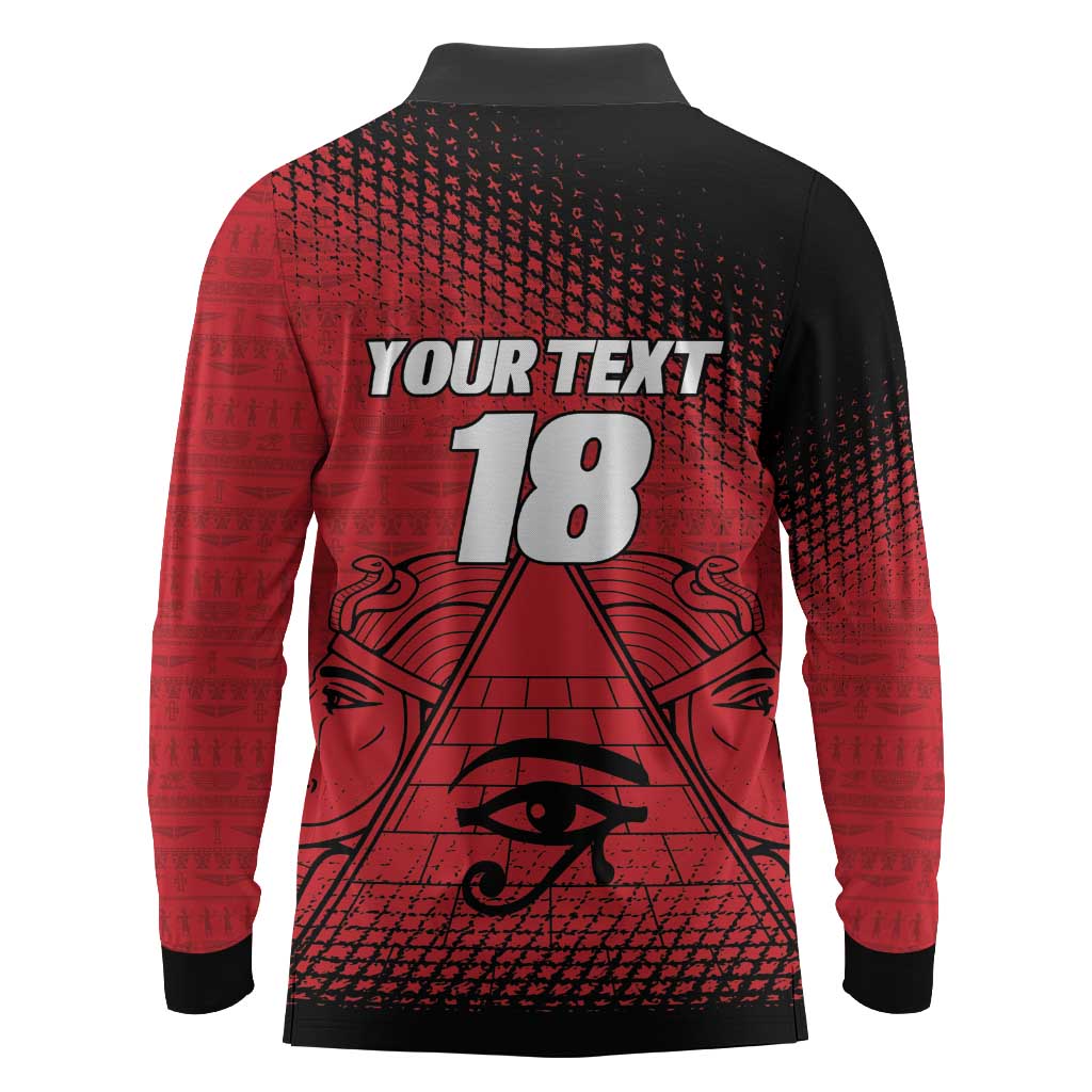 Custom Egypt Football Long Sleeve Polo Shirt The Pharaohs Eye of Horus