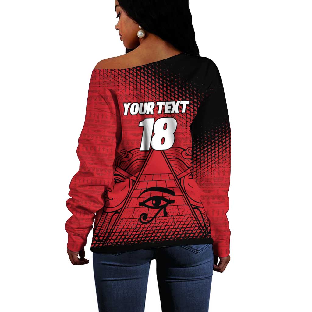 Custom Egypt Football Off Shoulder Sweater The Pharaohs Eye of Horus