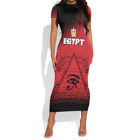Custom Egypt Football Short Sleeve Bodycon Dress The Pharaohs Eye of Horus