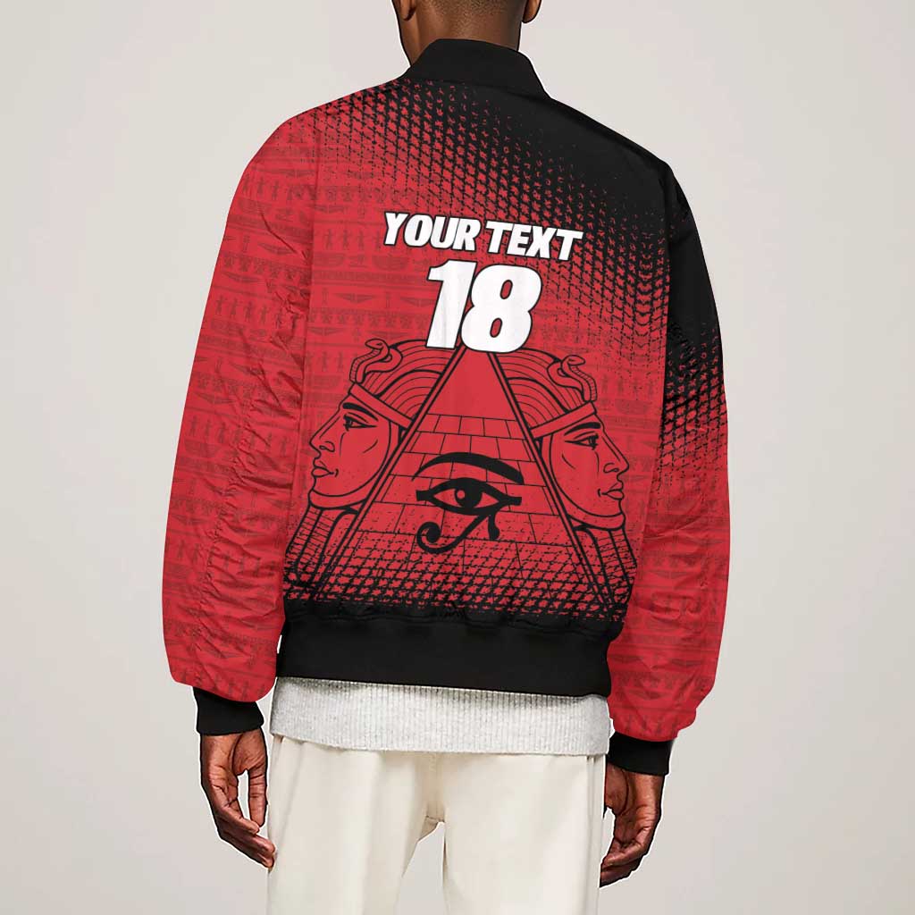 Custom Egypt Football Sleeve Zip Bomber Jacket The Pharaohs Eye of Horus