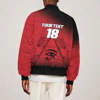 Custom Egypt Football Sleeve Zip Bomber Jacket The Pharaohs Eye of Horus