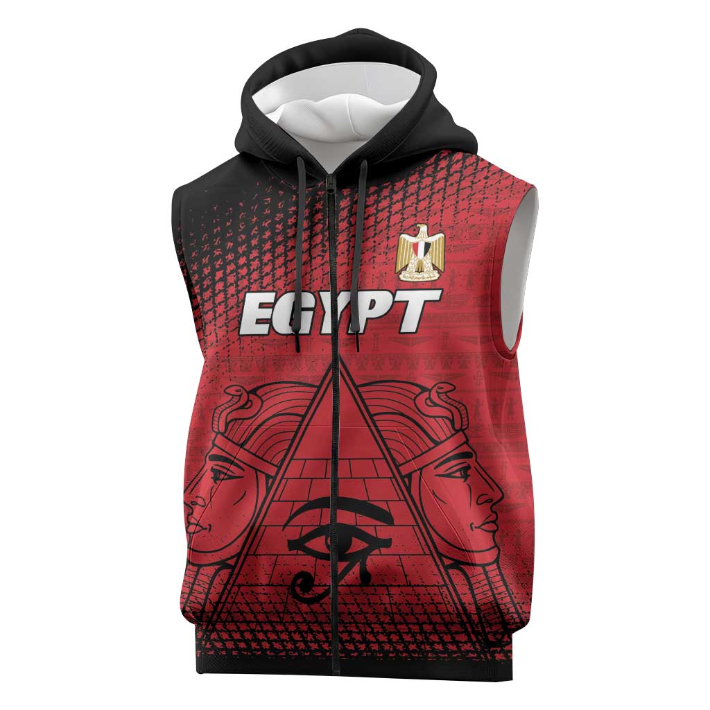 Custom Egypt Football Sleeveless Zip Hoodie The Pharaohs Eye of Horus
