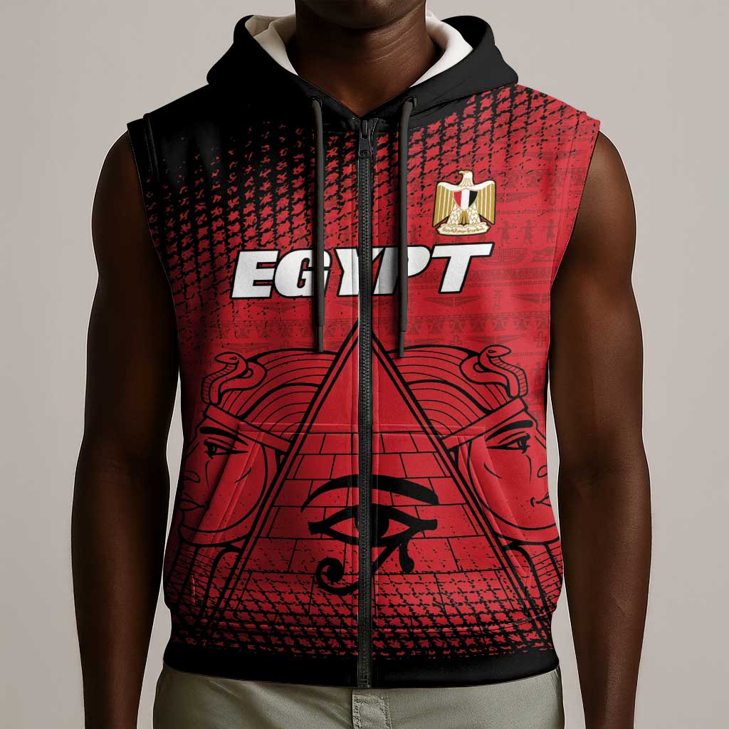 Custom Egypt Football Sleeveless Zip Hoodie The Pharaohs Eye of Horus