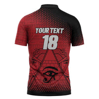 Custom Egypt Football Zipper Polo Shirt The Pharaohs Eye of Horus