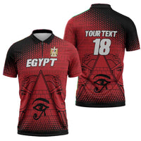Custom Egypt Football Zipper Polo Shirt The Pharaohs Eye of Horus