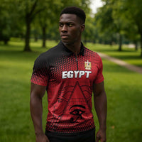Custom Egypt Football Zipper Polo Shirt The Pharaohs Eye of Horus